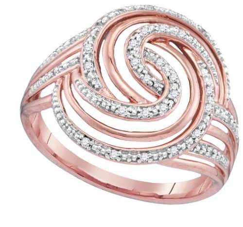 **GORGEOUS [R23419]** HIGH QUALITY [0.220ct] ROUND CUT DIAMOND BAND [ROSE GOLD] - BUY SAFE