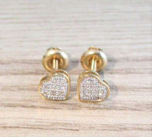 **PAVE COLLECTION [R16341]** HEART SHAPE [0.185ct] DIAMOND EARRINGS [YELLOW GOLD] - BUY SAFE