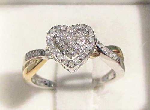 **LIMITED OFFER [R33419]** HIGH QUALITY [0.400ct] DIAMOND HEART RING [YELLOW / WHITE GOLD] -BUY SAFE