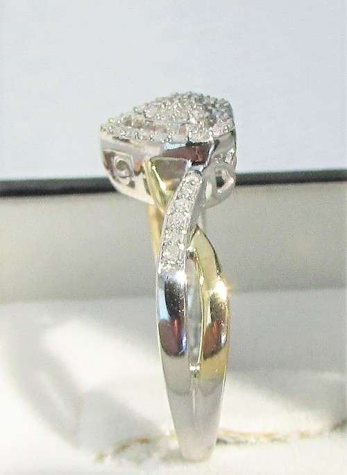 **LIMITED OFFER [R33419]** HIGH QUALITY [0.400ct] DIAMOND HEART RING [YELLOW / WHITE GOLD] -BUY SAFE