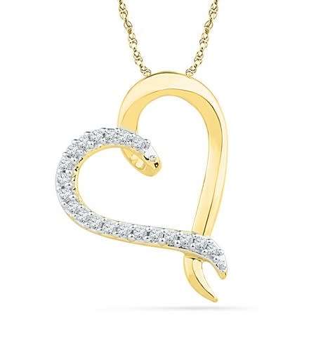 **LAST ONE [R18736]** DIAMOND HEART PENDANT [0.15ct] ROUND CUT [YELLOW GOLD]+OPTIONAL CHAIN-BUY SAFE