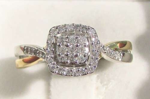 **SPECIAL DEAL [R28258]** TWIST DESIGN [0.375ct] DIAMOND [H / SI3] RING [WHITE/YELLOW GOLD]-BUY SAFE