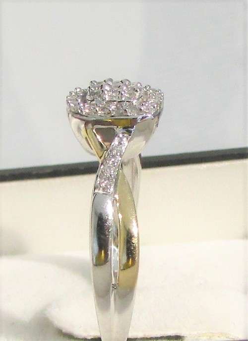 **SPECIAL DEAL [R28258]** TWIST DESIGN [0.375ct] DIAMOND [H / SI3] RING [WHITE/YELLOW GOLD]-BUY SAFE