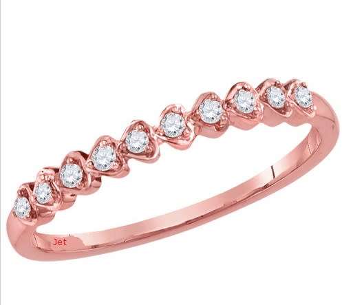 **NEW DESIGN [R19419]** ROUND BRILLIANT CUT [0.200ct] DIAMOND BAND [ROSE GOLD] - BUY SAFE