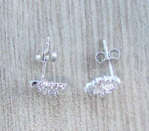 **FLOWER CLUSTER [R20341]** ROUND/BAGUETTE [0.250ct] DIAMOND EARRINGS [WHITE GOLD] - BUY SAFE