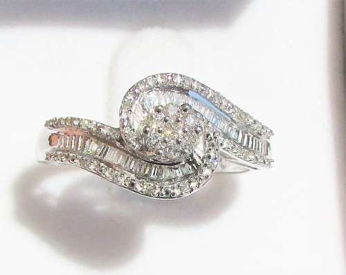 **ULTRA SPARKLY [R28258]** SWIRL DESIGN [0.350ct] DIAMOND RING [WHITE GOLD] - BUY SAFE