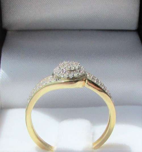 **SWIRL DESIGN COLLECTION [R29639]** CLUSTER [0.350ct] DIAMOND RING [YELLOW GOLD] - BUY SAFE