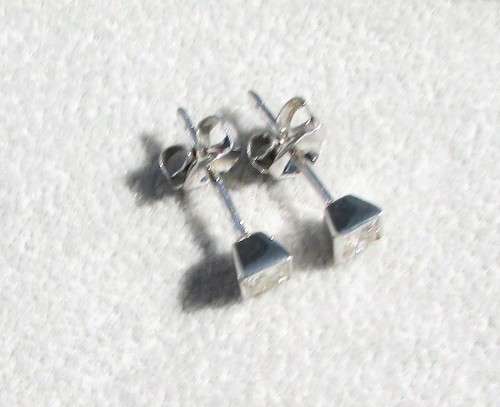 **DIAMOND STUDS [R21893]** PRINCESS CUT [0.505ct] DIAMOND EARRINGS [WHITE GOLD] -  BUY SAFE
