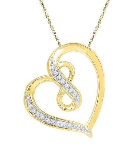 **FIRST TIME [R18736]** DIAMOND PENDANT [0.125ct] ROUND CUT [YELLOW GOLD] + OPTIONAL CHAIN -BUY SAFE