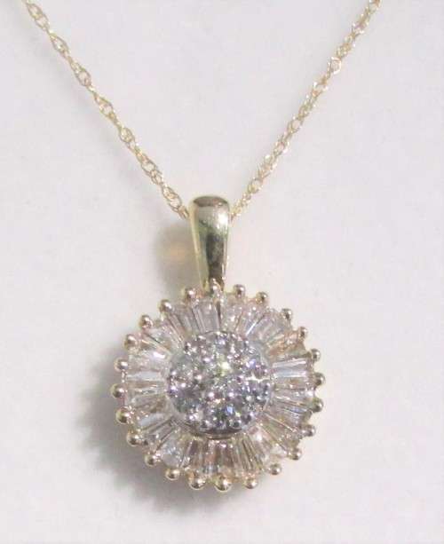 **MASSIVE DEAL [R52741]** DIAMOND PENDANT [1.250ct] ROUND/BAGUETTE CUT + OPTIONAL CHAIN - BUY SAFE