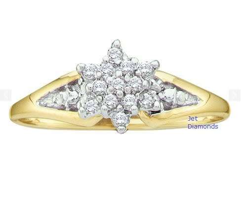 **STAR DESIGN COLLECTION | R21639** CLUSTER | 0.200ct | DIAMOND RING | YELLOW GOLD - BUY SAFE