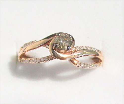 **SWIRL DESIGN [R28083]** ROUND CUT [0.400ct] DIAMOND RING [ROSE GOLD] - BUY SAFE