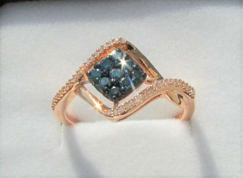 **GORGEOUS [R27381]** BLUE DIAMOND CENTRE [0.500ct] DIAMOND RING [ROSE GOLD] - **SEE VIDEO**