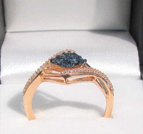 **GORGEOUS [R27381]** BLUE DIAMOND CENTRE [0.500ct] DIAMOND RING [ROSE GOLD] - **SEE VIDEO**