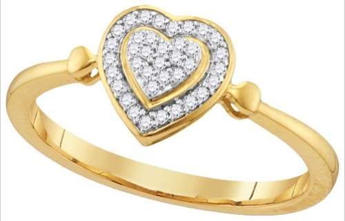 **TOP DEAL [R23419]** HIGH QUALITY [0.200ct] DIAMOND HEART RING [YELLOW GOLD] - BUY SAFE