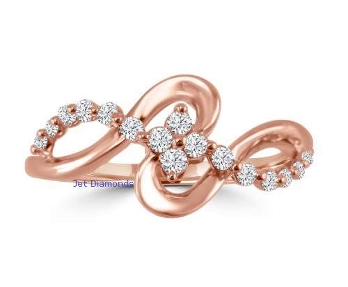 **SWIRL DESIGN [R27451]** ROUND CUT [0.300ct] DIAMOND RING [ROSE GOLD] - BUY SAFE