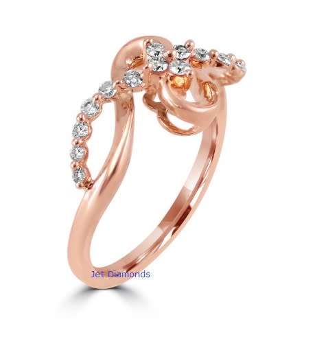 **SWIRL DESIGN [R27451]** ROUND CUT [0.300ct] DIAMOND RING [ROSE GOLD] - BUY SAFE