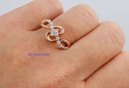**SWIRL DESIGN [R27451]** ROUND CUT [0.300ct] DIAMOND RING [ROSE GOLD] - BUY SAFE