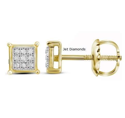 **DIAMOND CLUSTER [R16341]** MICRO PAVE SET [0.150ct] DIAMOND EARRINGS [YELLOW GOLD] -  BUY SAFE