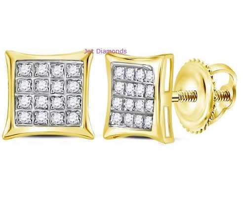 **DIAMOND CLUSTER [R20341]** MICRO PAVE SET [0.200ct] DIAMOND EARRINGS [YELLOW GOLD] -  BUY SAFE