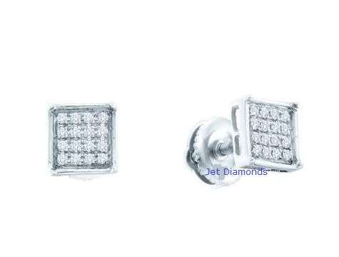 **DIAMOND CLUSTER [R20341]** MICRO PAVE SET [0.200ct] DIAMOND EARRINGS [WHITE GOLD] -  BUY SAFE