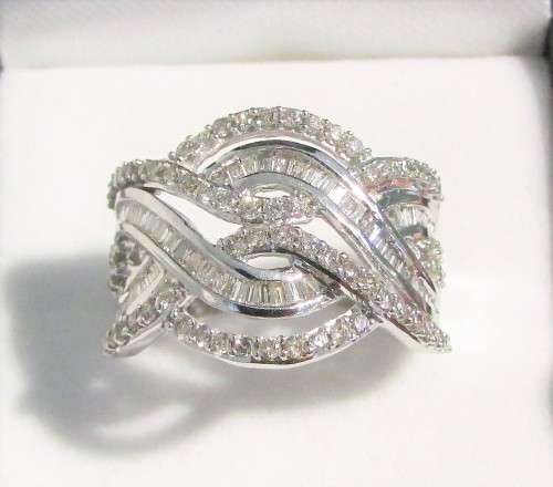 **HUGE DEAL [R74327]** DESIGNER ROUND / BAGUETTE CUT [1.350ct] DIAMOND RING [WHITE GOLD] - BUY SAFE