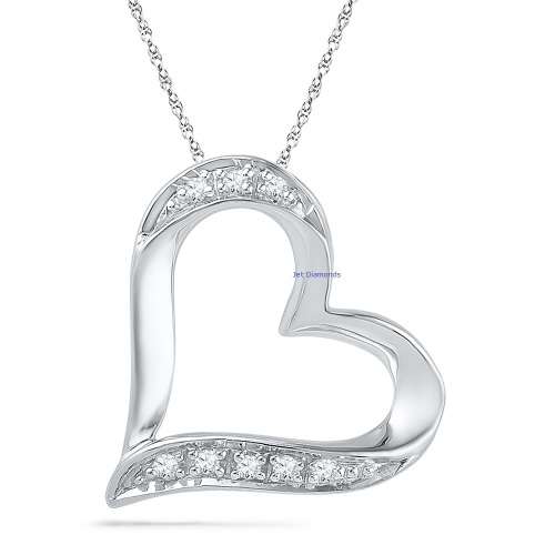**GORGEOUS [R18736]** DIAMOND HEART PENDANT [0.15ct] ROUND CUT [WHITE GOLD] +OPTIONAL CHAIN-BUY SAFE