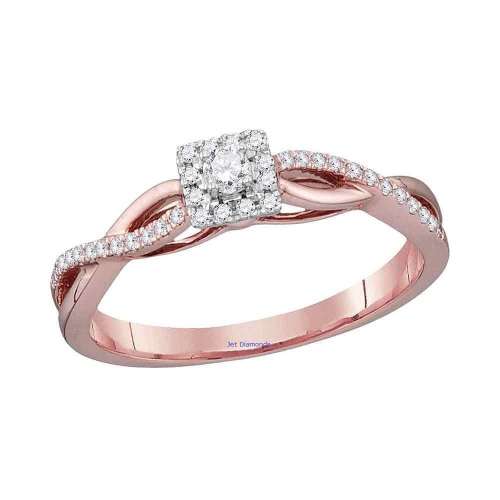 **TWIST DESIGN [R27451]** ROUND CUT [0.300ct] DIAMOND RING [ROSE GOLD] - BUY SAFE