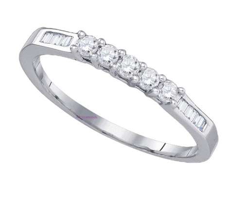 **SPECIAL DEAL [R26083]** ROUND/BAGUETTE DESIGN [0.375ct] DIAMOND RING [WHITE GOLD] - BUY SAFE