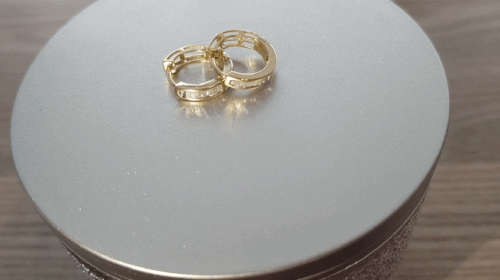 **DIAMOND HOOPS [R21893]** BAGUETTE [0.300ct] DIAMOND EARRINGS [YELLOW GOLD] -  **SEE VIDEO**