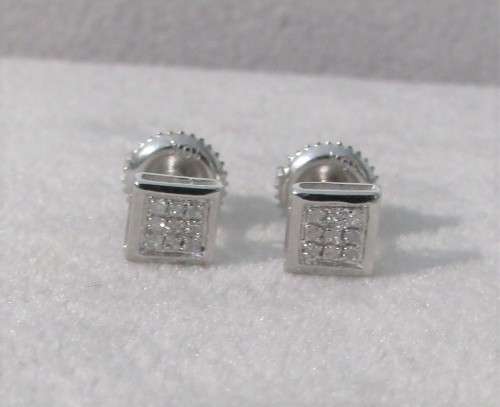**DIAMOND CLUSTER [R16341]** MICRO PAVE SET [0.200ct] DIAMOND EARRINGS [WHITE GOLD] -  BUY SAFE