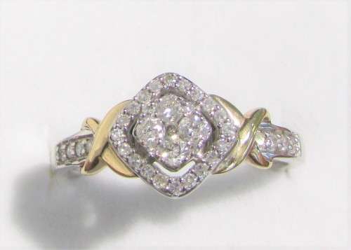 **TWIST DESIGN [R27451]** ROUND CUT [0.300ct] DIAMOND RING [TWO TONE GOLD] - BUY SAFE