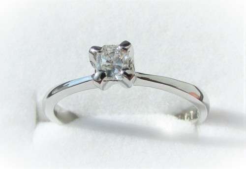**SPECIAL [R20143]** CUSHION CUT [0.200ct] SOLITAIRE DIAMOND RING [WHITE GOLD] - BUY SAFE