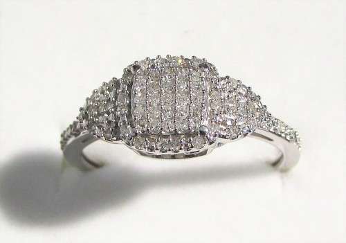 **NEW RANGE [R26639]** DESIGNER [0.300ct] CLUSTER ROUND CUT DIAMOND RING [WHITE GOLD] - BUY SAFE