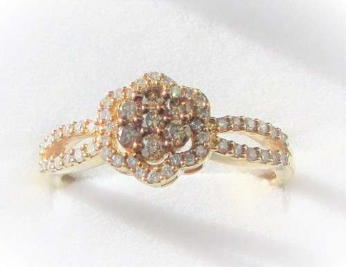 **WOW FACTOR [R35274]** WHITE/CHAMPAGNE ROUND CUT [0.500ct] DIAMOND RING [YELLOW GOLD] - BUY SAFE