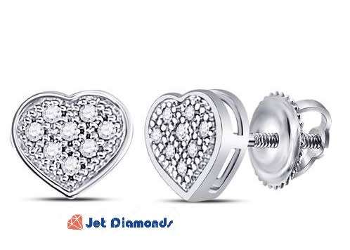 **PAVE COLLECTION [R16341]** HEART SHAPE [0.185ct] DIAMOND EARRINGS [WHITE GOLD] - BUY SAFE