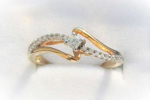 **TWIST DESIGN [R27451]** ROUND CUT [0.300ct] DIAMOND RING [TWO TONE GOLD] - BUY SAFE