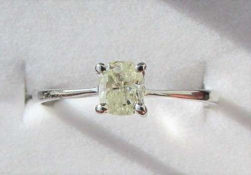 **SPECIAL [R24143]** CUSHION CUT [0.495ct] SOLITAIRE DIAMOND RING [WHITE GOLD] - BUY SAFE