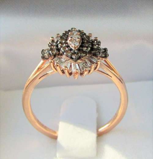 **WOW FACTOR [R35274]** WHITE/CHAMPAGNE ROUND CUT [0.675ct] DIAMOND RING [ROSE GOLD] - BUY SAFE