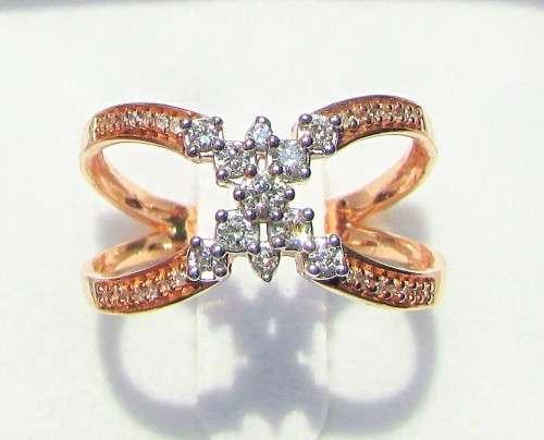 **1 PIECE ONLY [R27419]** CROSSOVER STYLE [0.400ct] DIAMOND RING [ROSE GOLD] - **BUY SAFE**