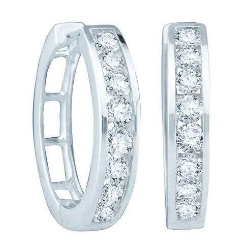 **DIAMOND HOOPS [R21893]** ROUND CUT [0.200ct] DIAMOND [SI2] EARRINGS [WHITE GOLD] -  BUY SAFE