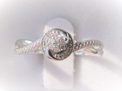 **SWIRL DESIGN | R18639** DESIGNER | 0.200ct | CLUSTER ROUND CUT DIAMOND RING |WHITE GOLD - BUY SAFE
