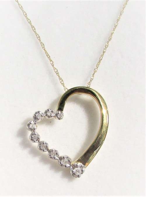 *GORGEOUS [R18736]* DIAMOND HEART PENDANT [0.15ct] ROUND CUT [YELLOW GOLD] + OPTIONAL CHAIN-BUY SAFE