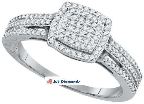 **3 ROW SHANK DESIGN [R28541]** DIAMOND [0.300ct] CLUSTER RING [WHITE GOLD] - BUY SAFE