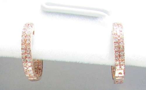 **DIAMOND HOOPS [R21893]** ROUND CUT [0.250ct] DIAMOND EARRINGS [ROSE GOLD] -  BUY SAFE
