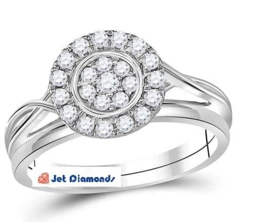 **SUPER DEAL [R29258]** PAVE DESIGN TWINSET [0.400ct] DIAMOND RING + BAND [WHITE GOLD] - BUY SAFE