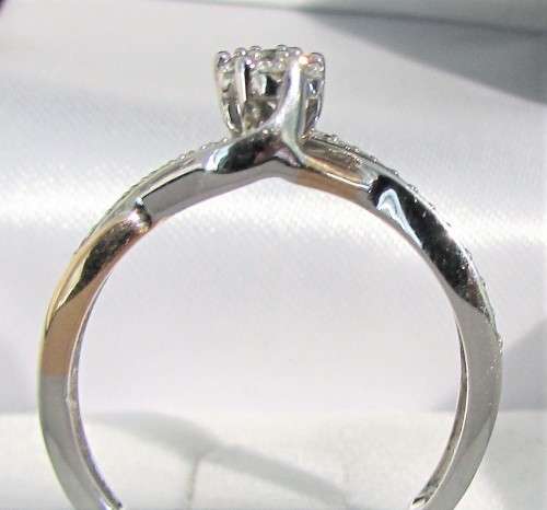 **SUPERB TWO TONE [R27639]** SWIRL DESIGN [0.350ct] DIAMOND RING [WHITE / ROSE GOLD] - BUY SAFE