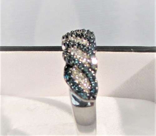 **GORGEOUS | R27381** BLUE / WHITE DIAMOND | 0.400ct | DIAMOND RING | WHITE GOLD - BUY SAFE