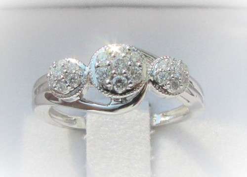 **TRILOGY [R26639]** DESIGNER [0.300ct] SPLIT SHANK CLUSTER DIAMOND RING [WHITE GOLD] - BUY SAFE