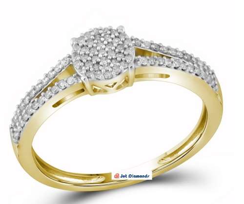 **DESIGNER [R26639]** CLUSTER [0.300ct] SPLIT SHANK DIAMOND RING [YELLOW GOLD] - BUY SAFE